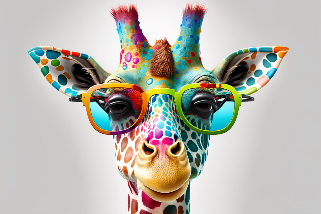 Giraffe mit Sonnenbrille — ganzes Design