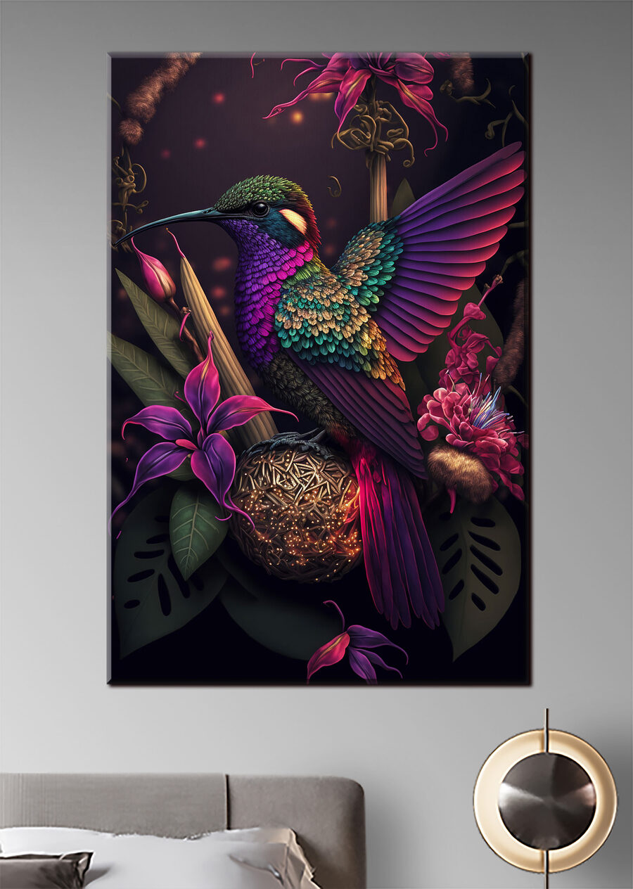 Kolibri zwischen dunklen Blüten — Interieur 1