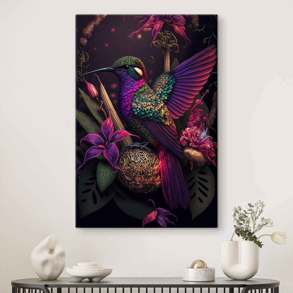 Kolibri zwischen dunklen Blüten — Interieur 4