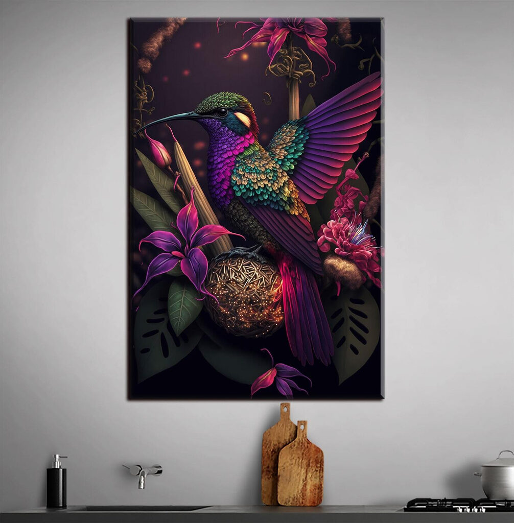 Kolibri zwischen dunklen Blüten — Interieur 2