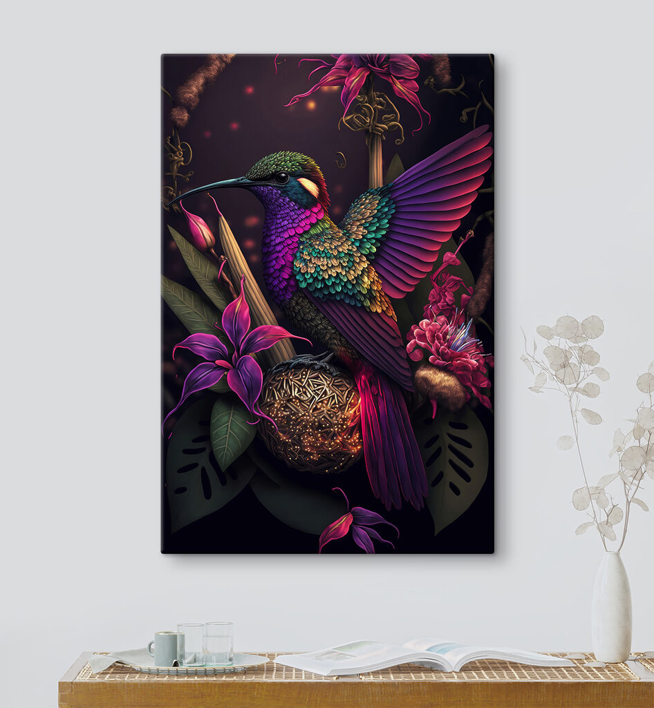 Kolibri zwischen dunklen Blüten — Interieur 5