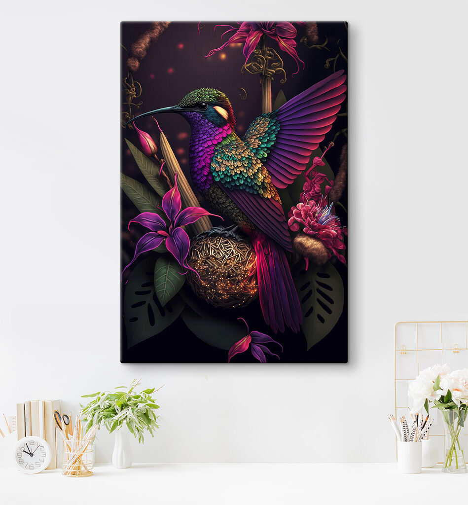 Kolibri zwischen dunklen Blüten — Interieur 6