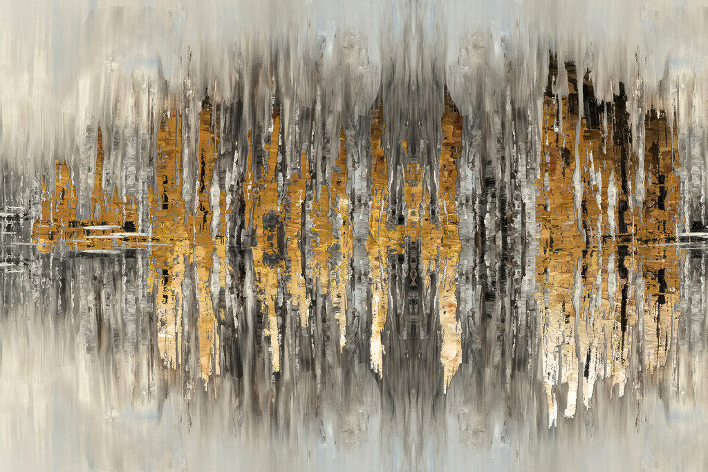 Goldene Spiegelungen in Grau — ganzes Design