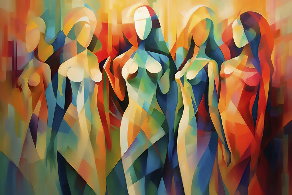 Frauen in bunten Flächen — ganzes Design
