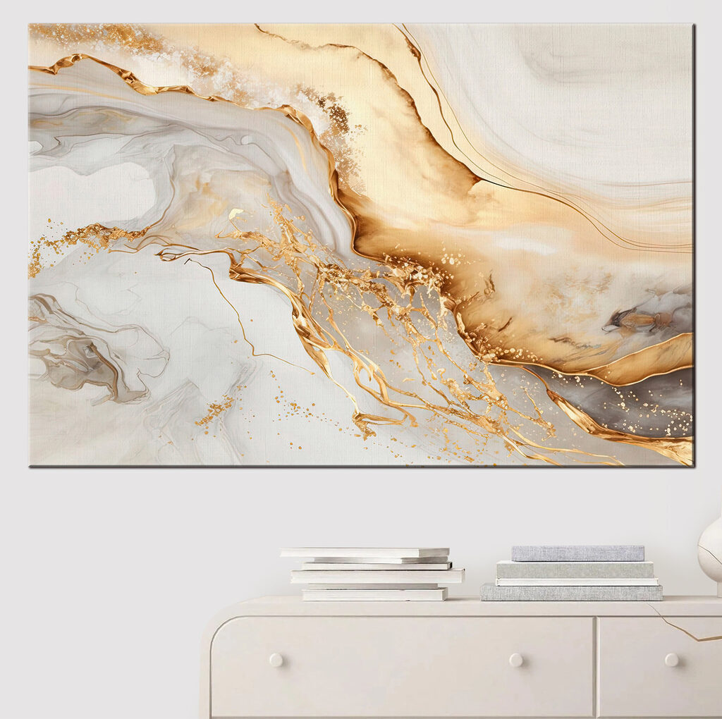 Bernsteinfarbene Wellen in Creme in einem Interieur