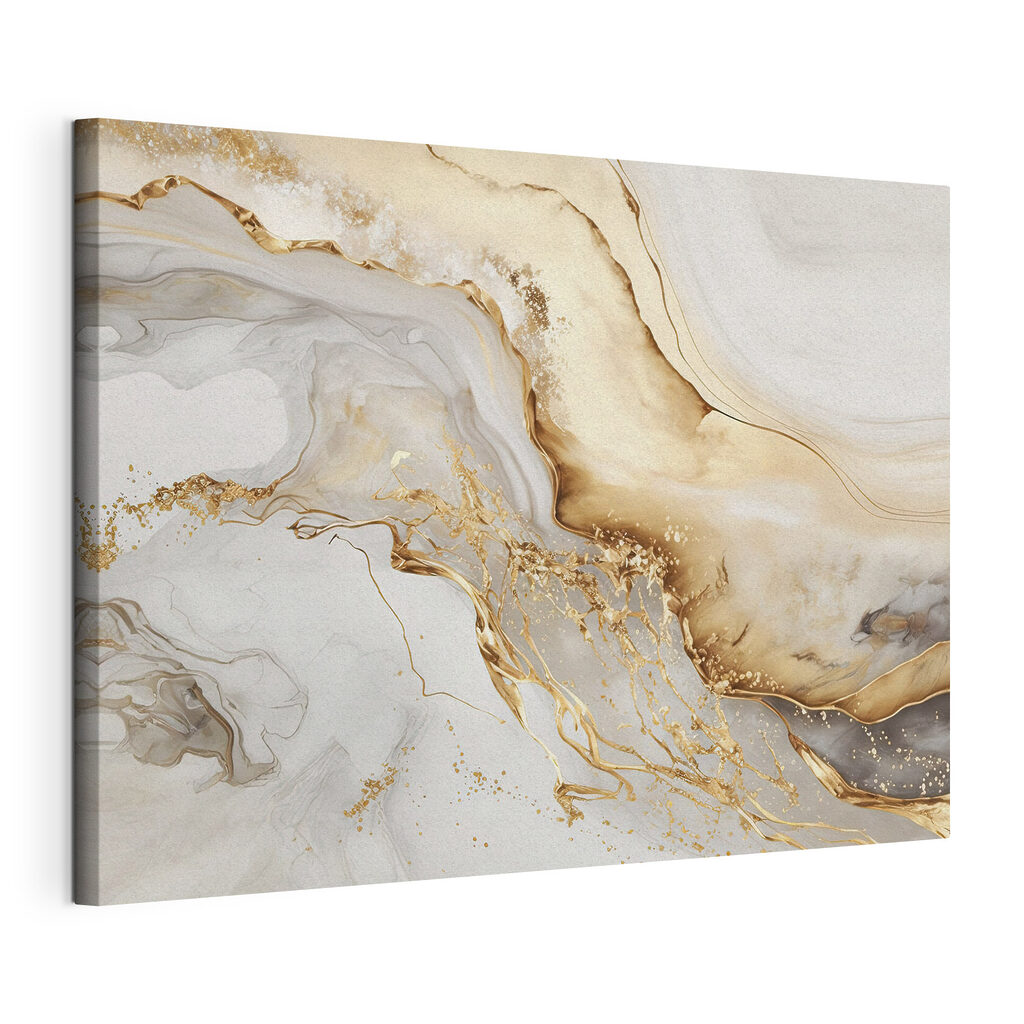 Bernsteinfarbene Wellen in Creme, gespannte Leinwand mit umlaufender Kante