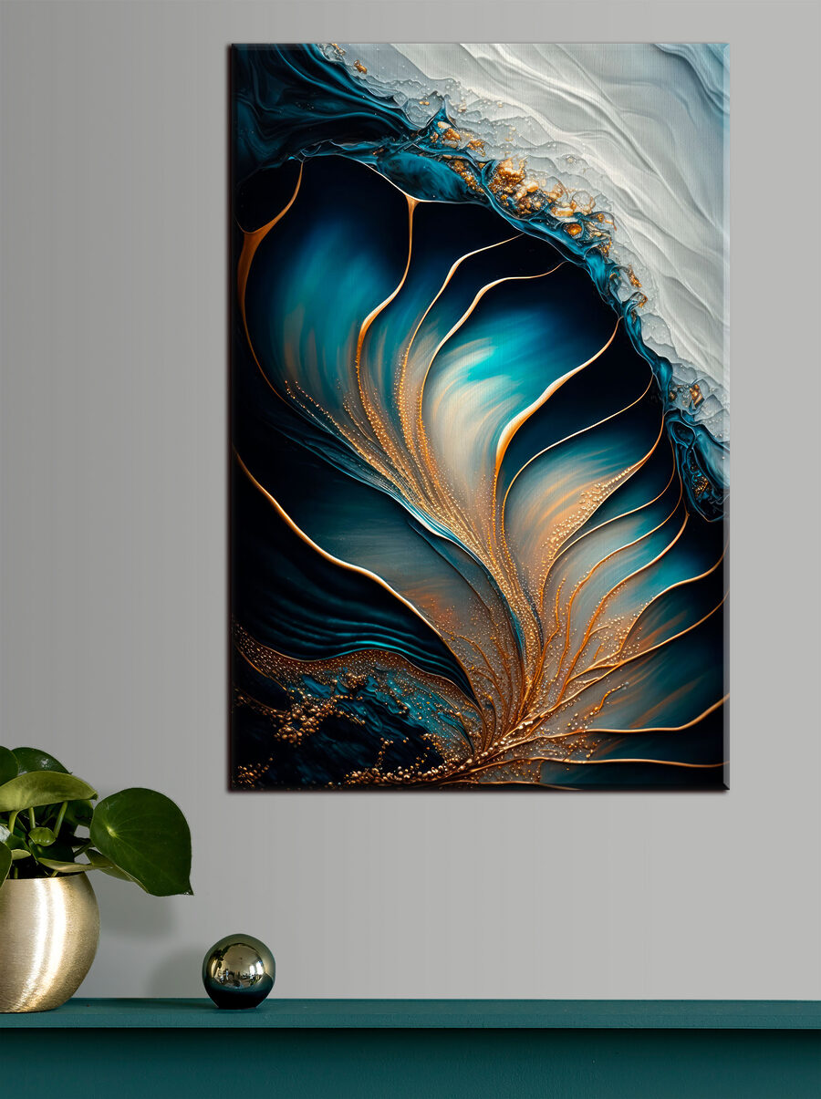 Blaue Falten mit Goldadern — Interieur 1