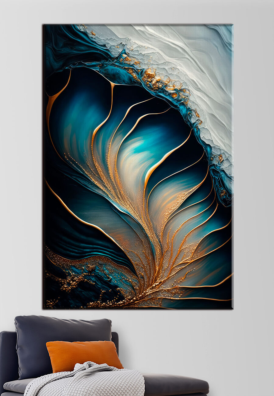 Blaue Falten mit Goldadern — Interieur 2