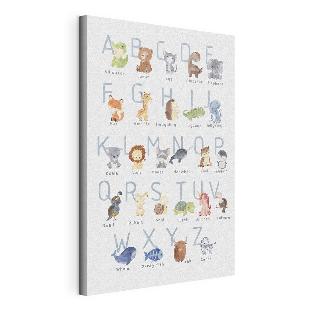 Ein Alphabet voller Tiere, gespannte Leinwand mit umlaufender Kante