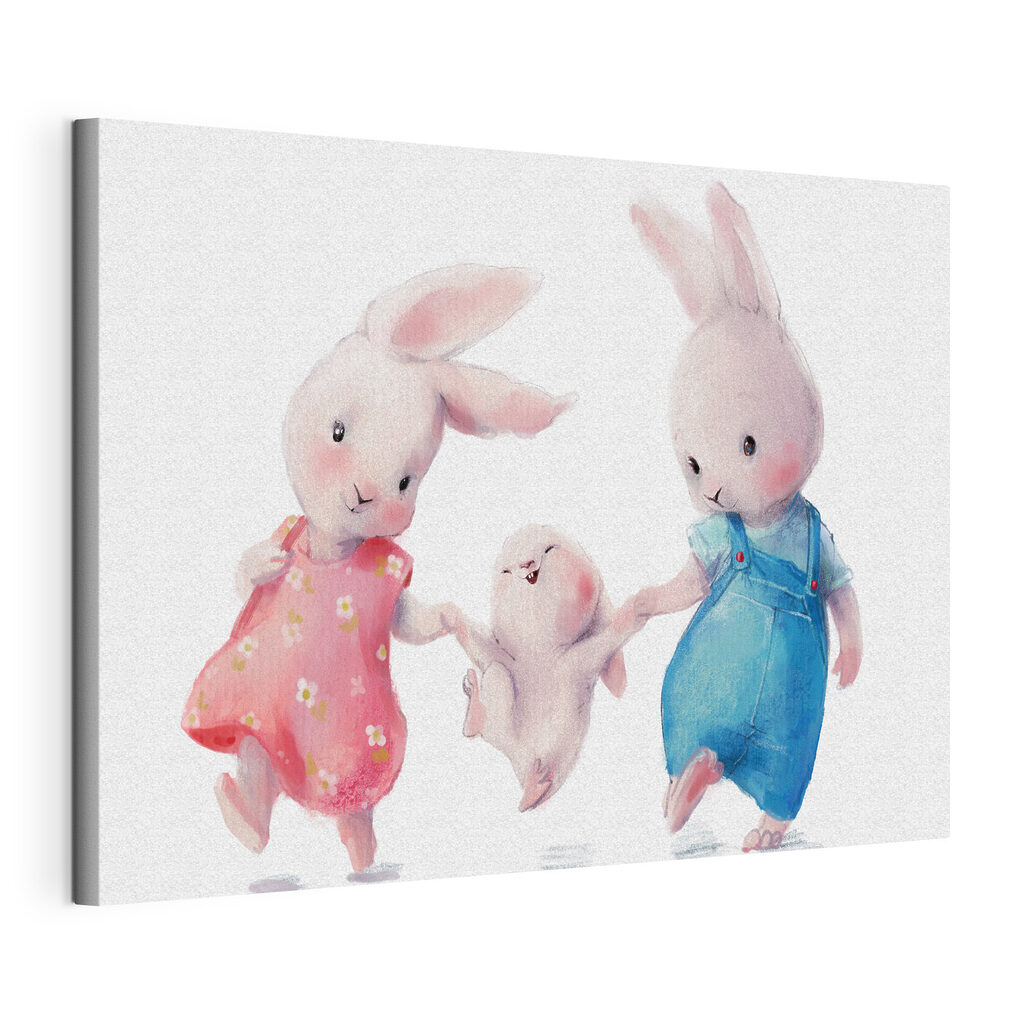 Kaninchen Hand in Hand, gespannte Leinwand mit umlaufender Kante