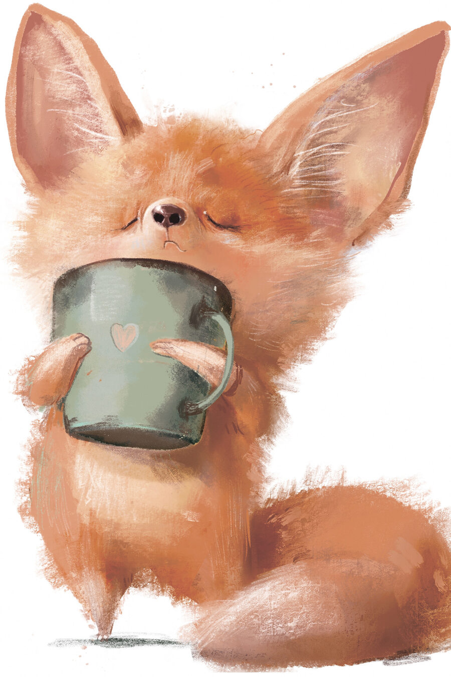 Füchschen mit Tasse — ganzes Design