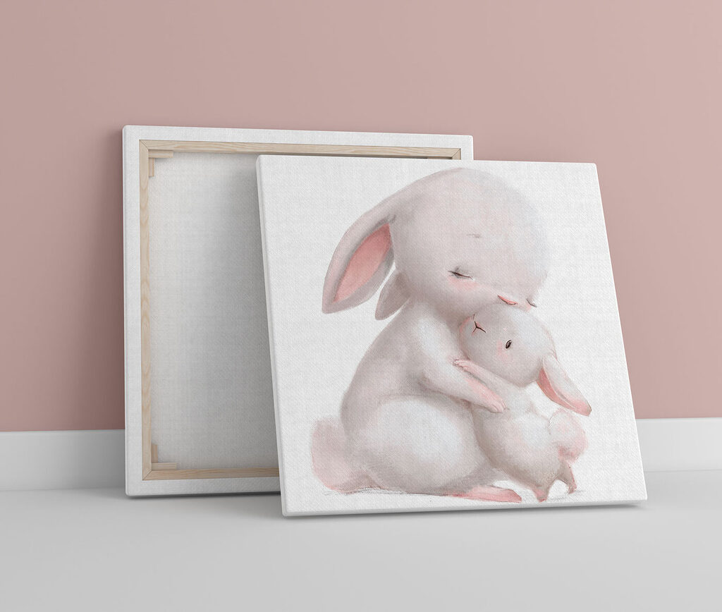 Kuschelnde Kaninchen in einem Interieur