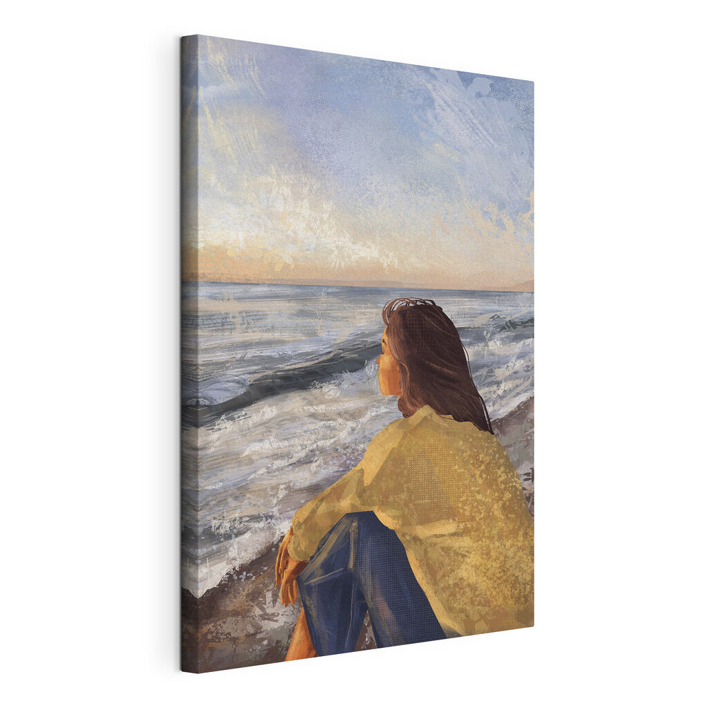 Kurze Pause am Meer, gespannte Leinwand mit umlaufender Kante