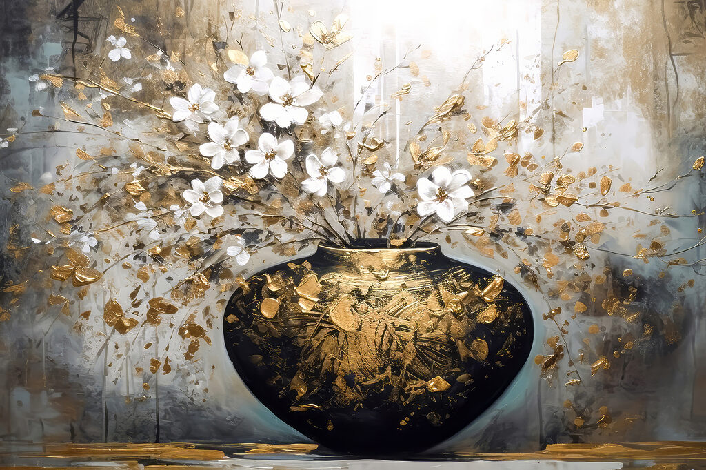Vase mit Blüten — ganzes Design