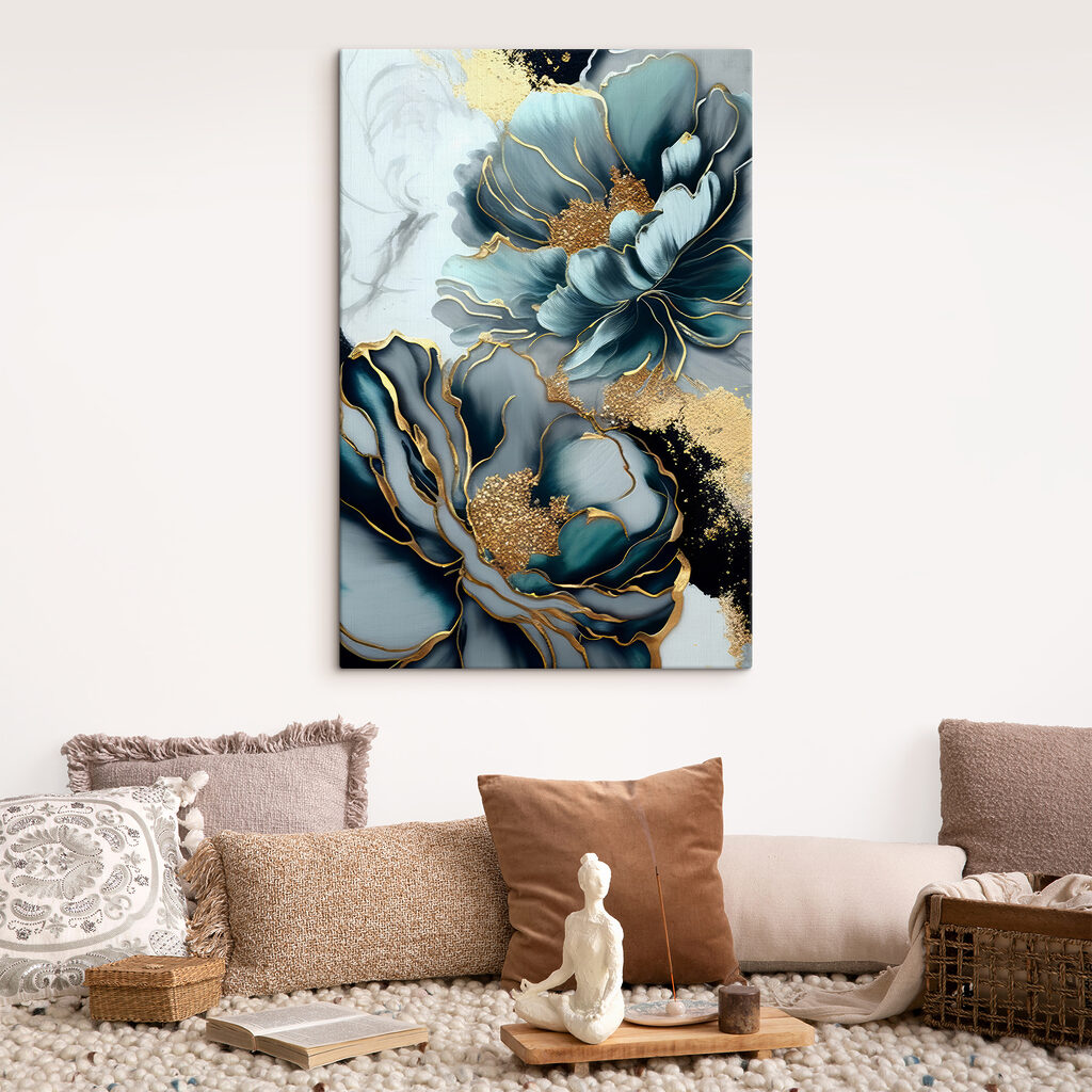Blaue Blüten, goldene Ränder — Interieur 5