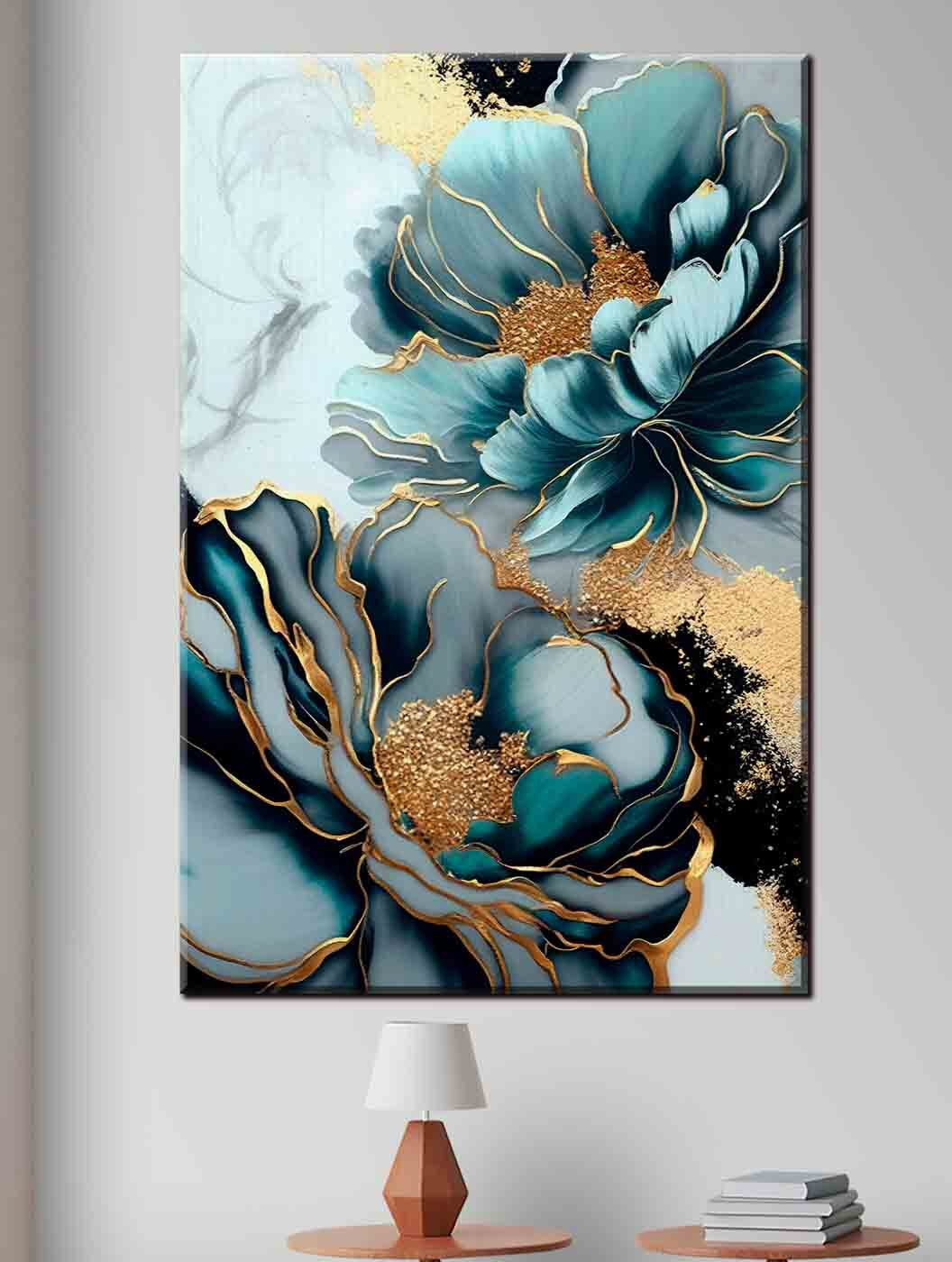 Blaue Blüten, goldene Ränder — Interieur 1