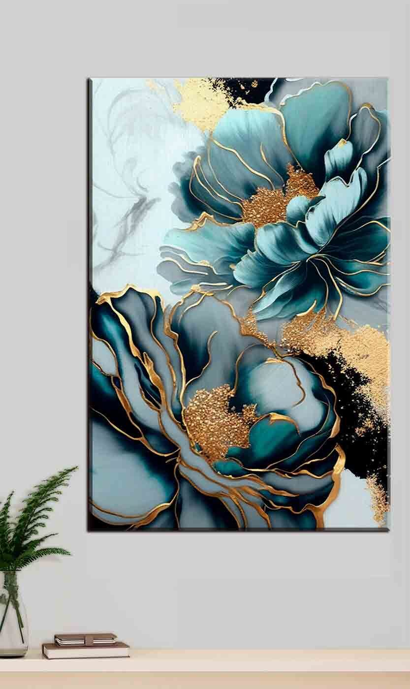 Blaue Blüten, goldene Ränder — Interieur 2