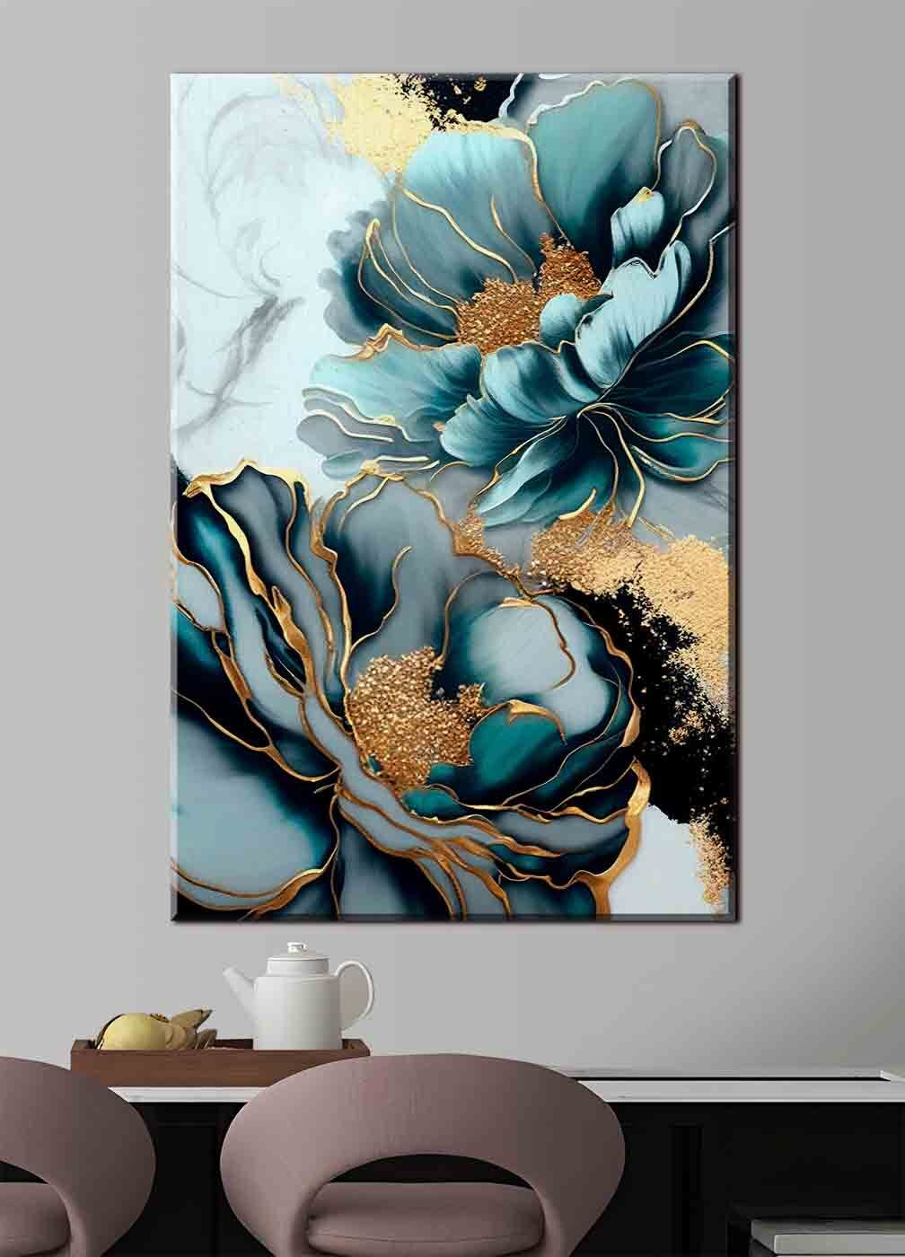 Blaue Blüten, goldene Ränder — Interieur 3
