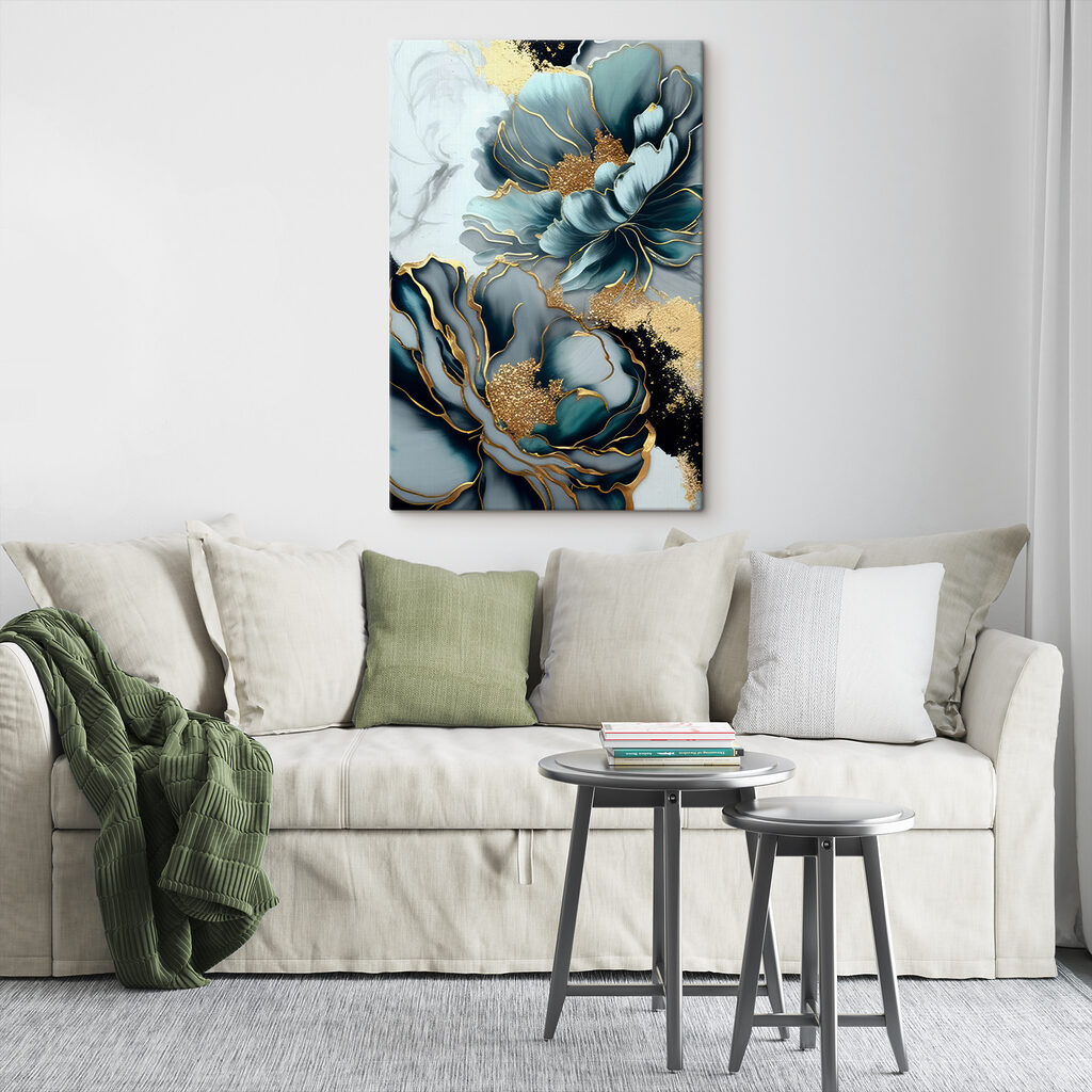Blaue Blüten, goldene Ränder — Interieur 6