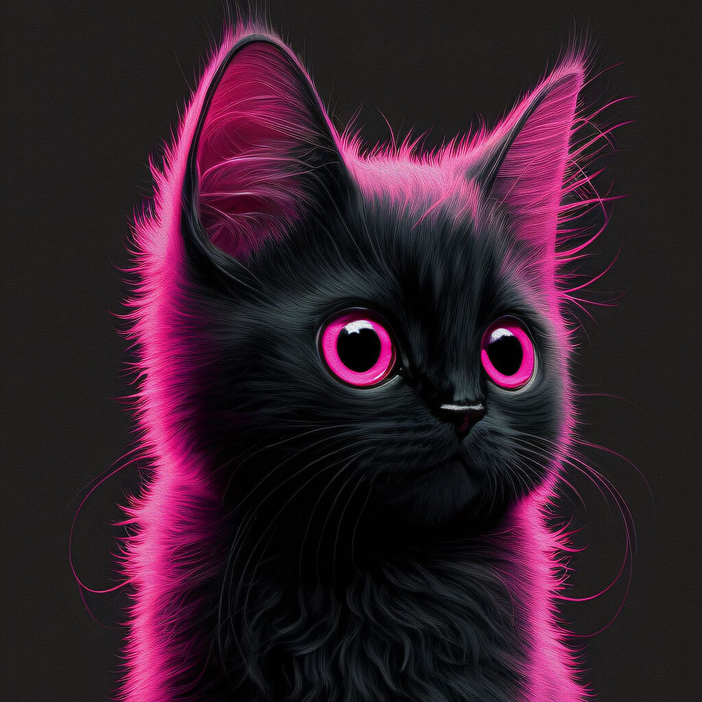 Kätzchen in Neonrosa — ganzes Design