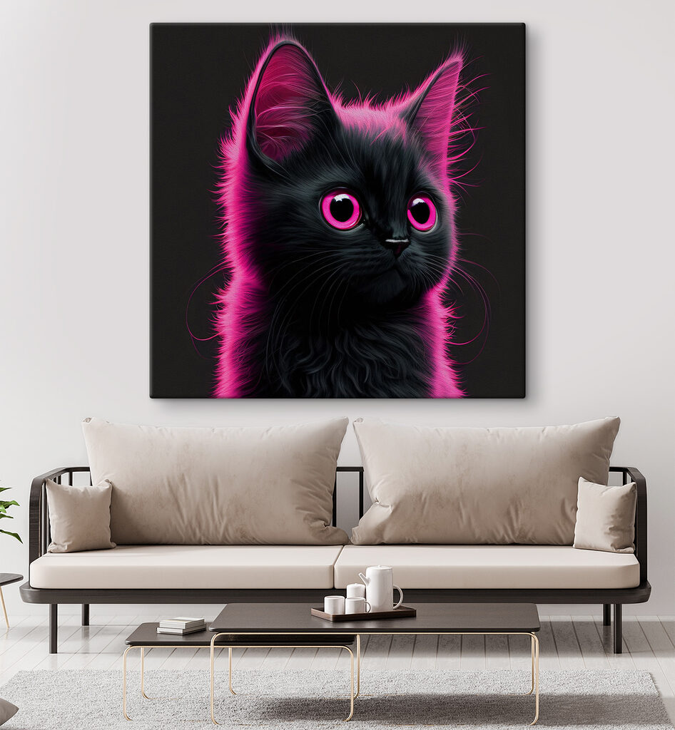 Kätzchen in Neonrosa — Interieur 3