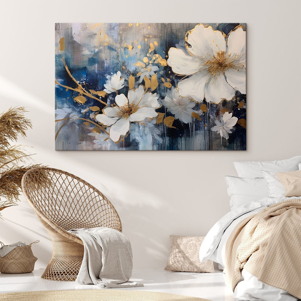 Weiße Blüten vor Nachtblau — Interieur 3