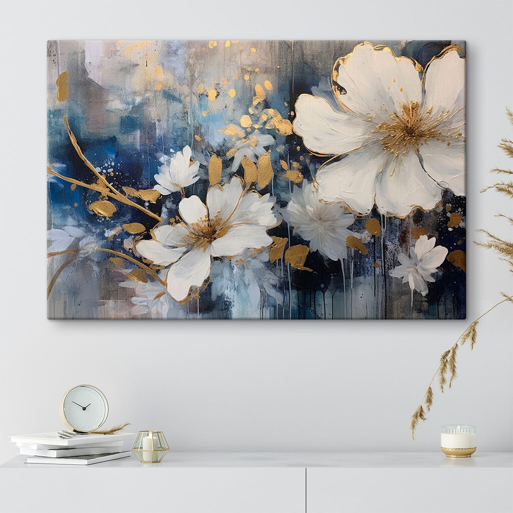 Weiße Blüten vor Nachtblau — Interieur 1