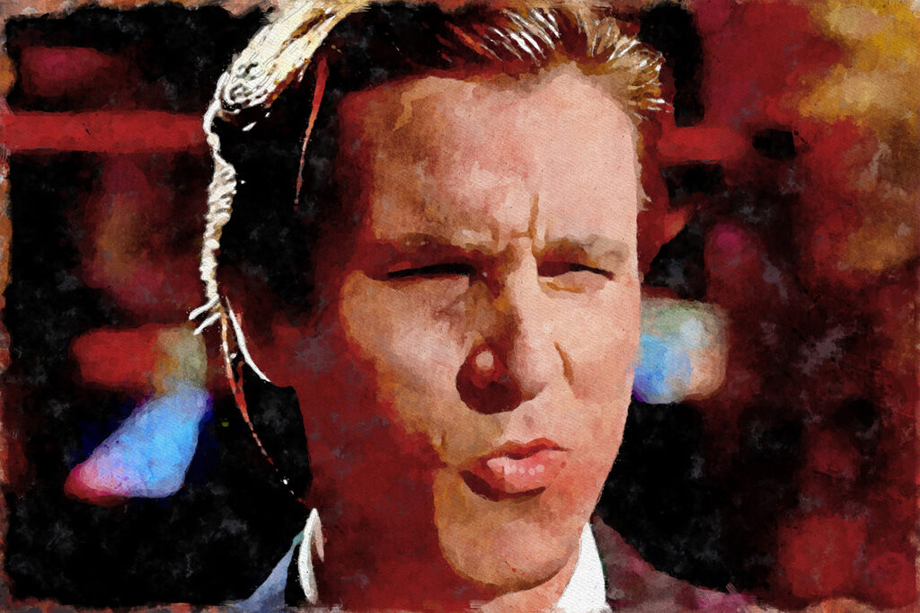 Blick mit gespitzten Lippen — ganzes Design