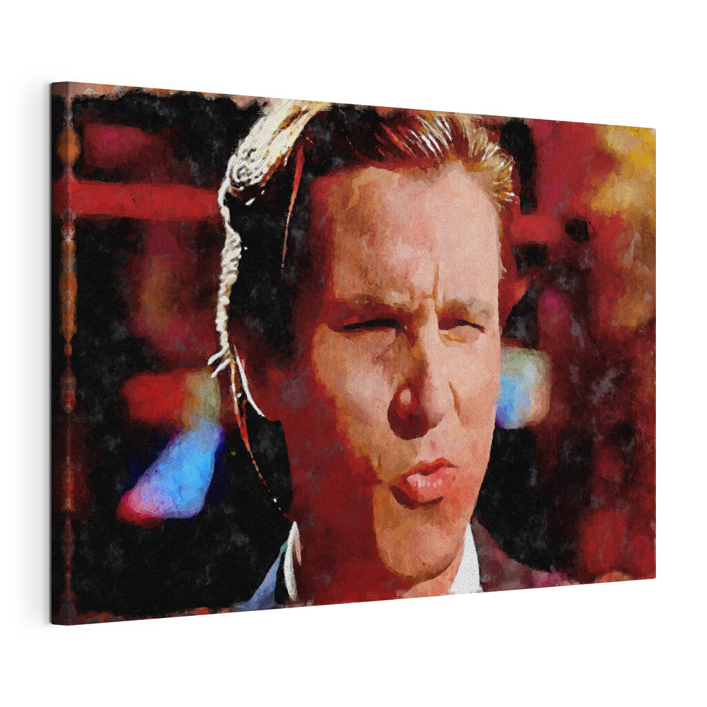 Blick mit gespitzten Lippen, gespannte Leinwand mit umlaufender Kante