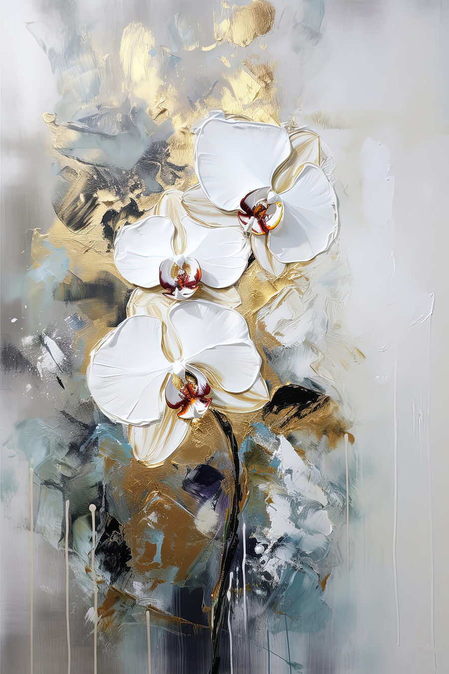 Orchideen zwischen grauen Strichen — ganzes Design