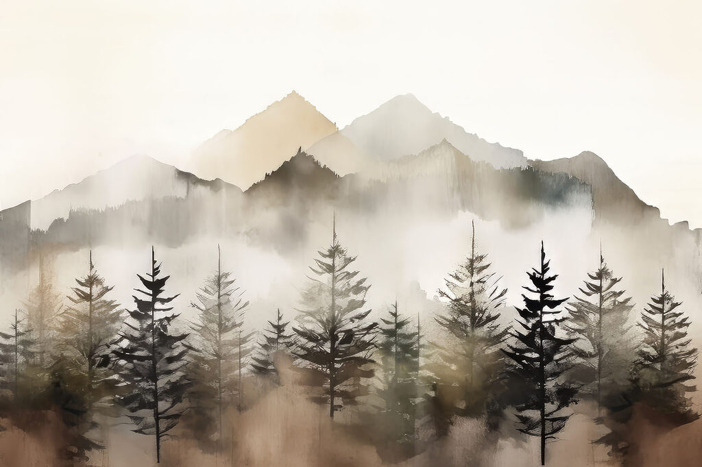 Nebel um blasse Gipfel — ganzes Design