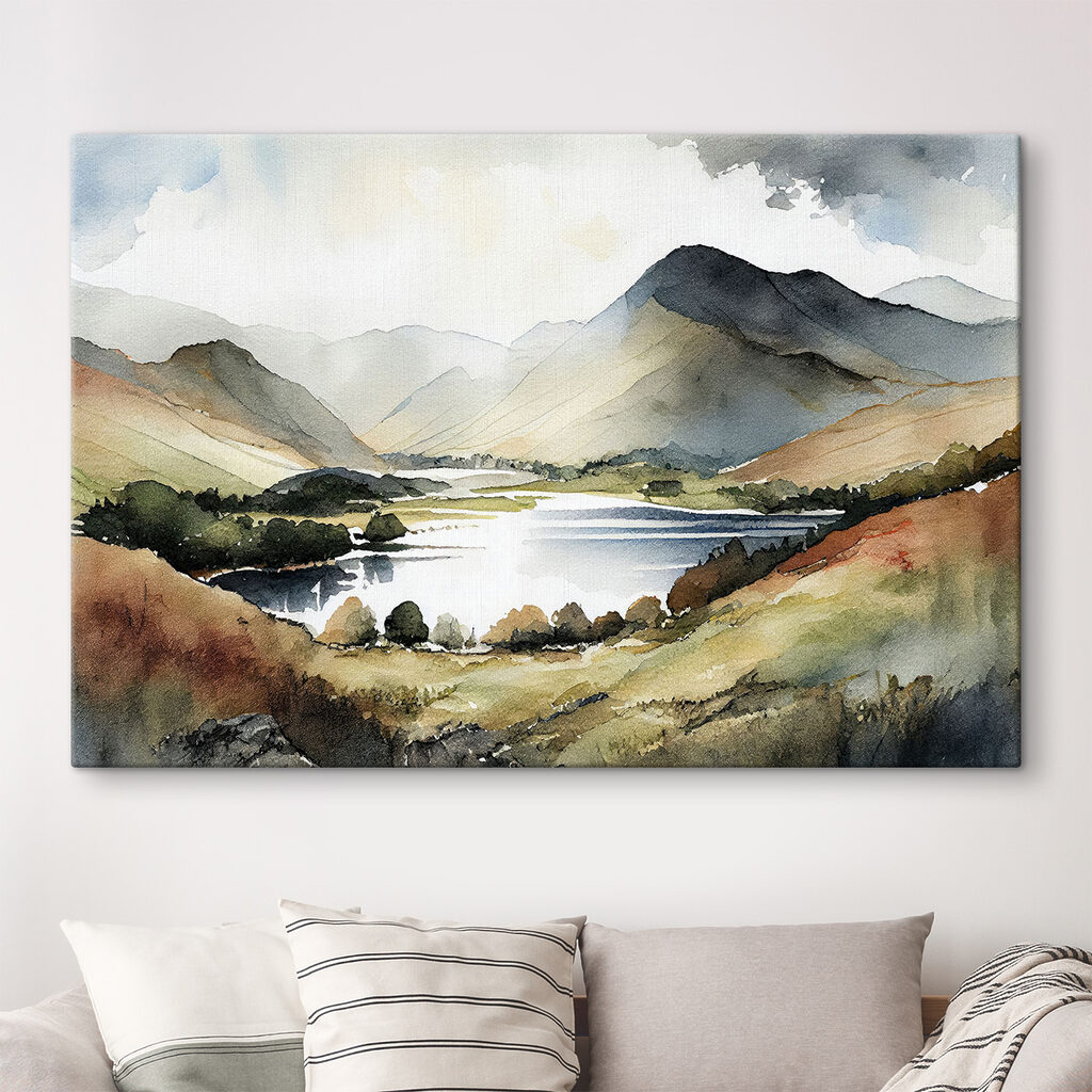 Bergsee in warmem Aquarell — Interieur 2