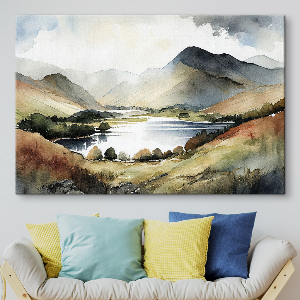 Bergsee in warmem Aquarell — Interieur 3