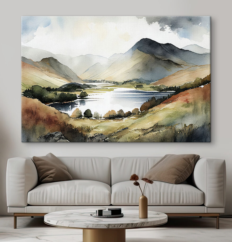 Bergsee in warmem Aquarell — Interieur 1