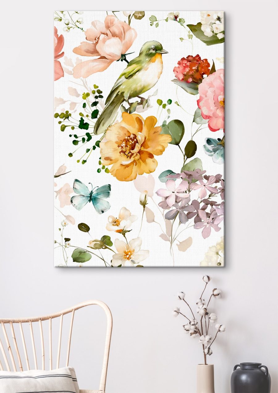 Vögelchen zwischen hellen Blüten — Interieur 2