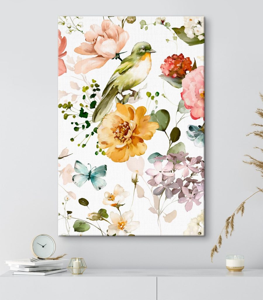 Vögelchen zwischen hellen Blüten — Interieur 3