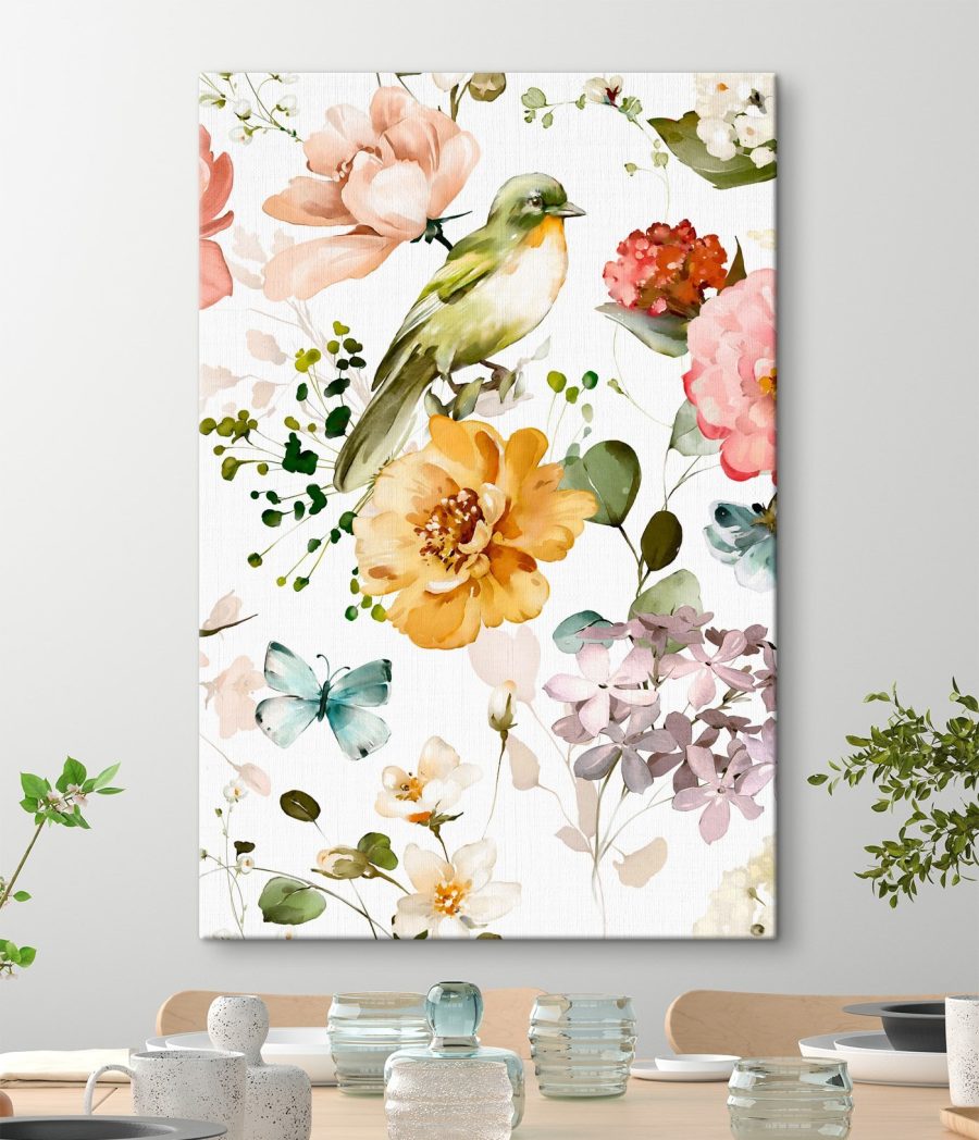 Vögelchen zwischen hellen Blüten — Interieur 1