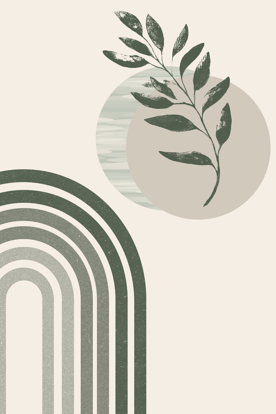 Grüner Zweig über Bögen — ganzes Design