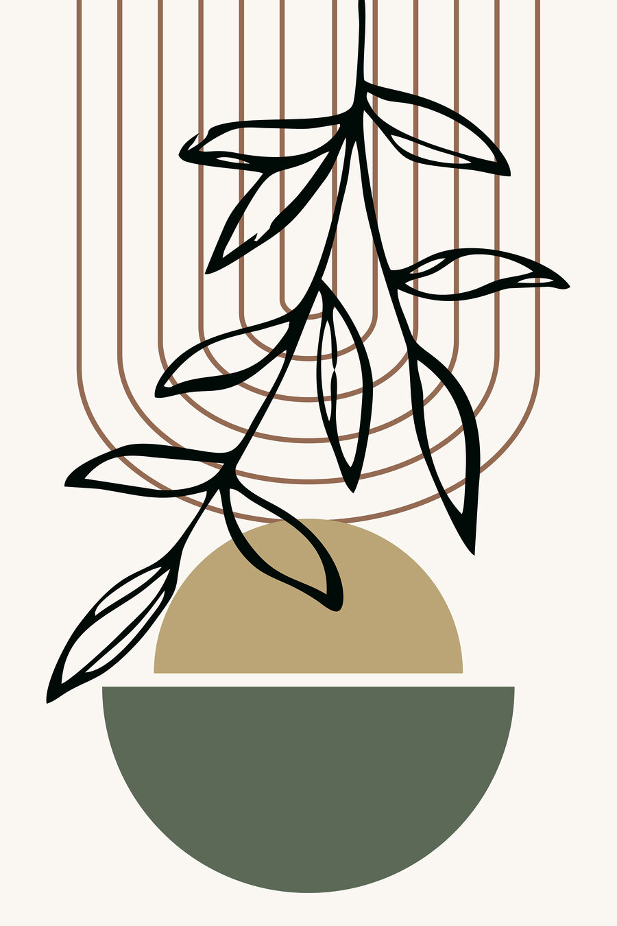 Hängendes Blatt über Rundungen — ganzes Design
