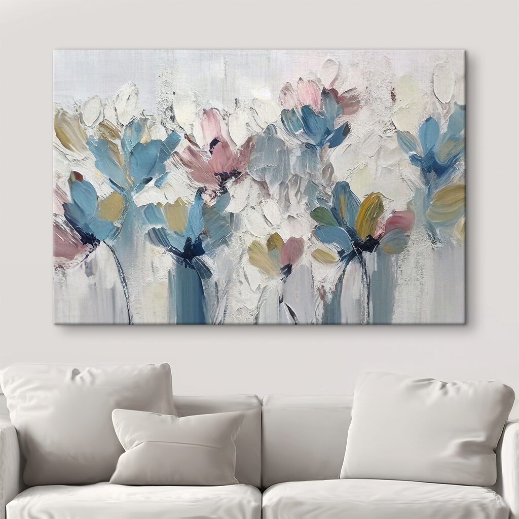 Blumen in dicken Farbstrichen in einem Interieur