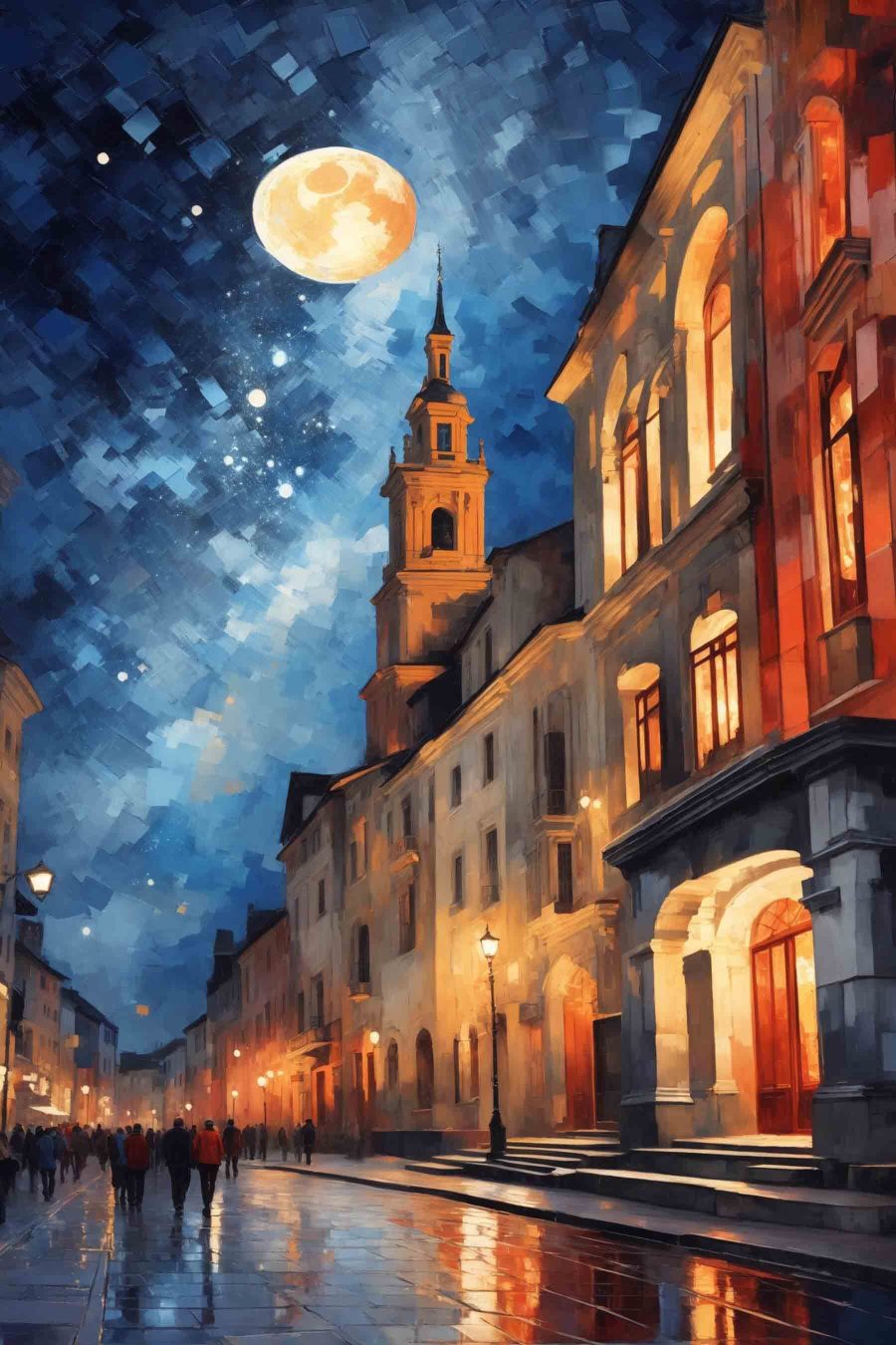 Straße im Mondlicht — ganzes Design