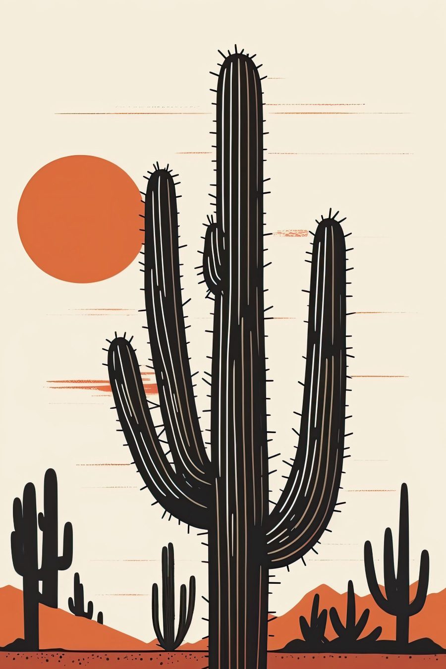 Kakteen vor der Sonne — ganzes Design