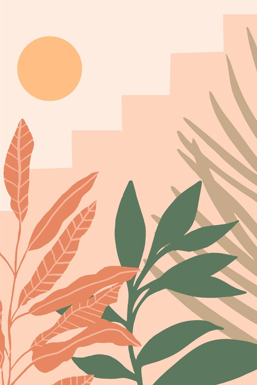 Blätter und Geometrie — ganzes Design