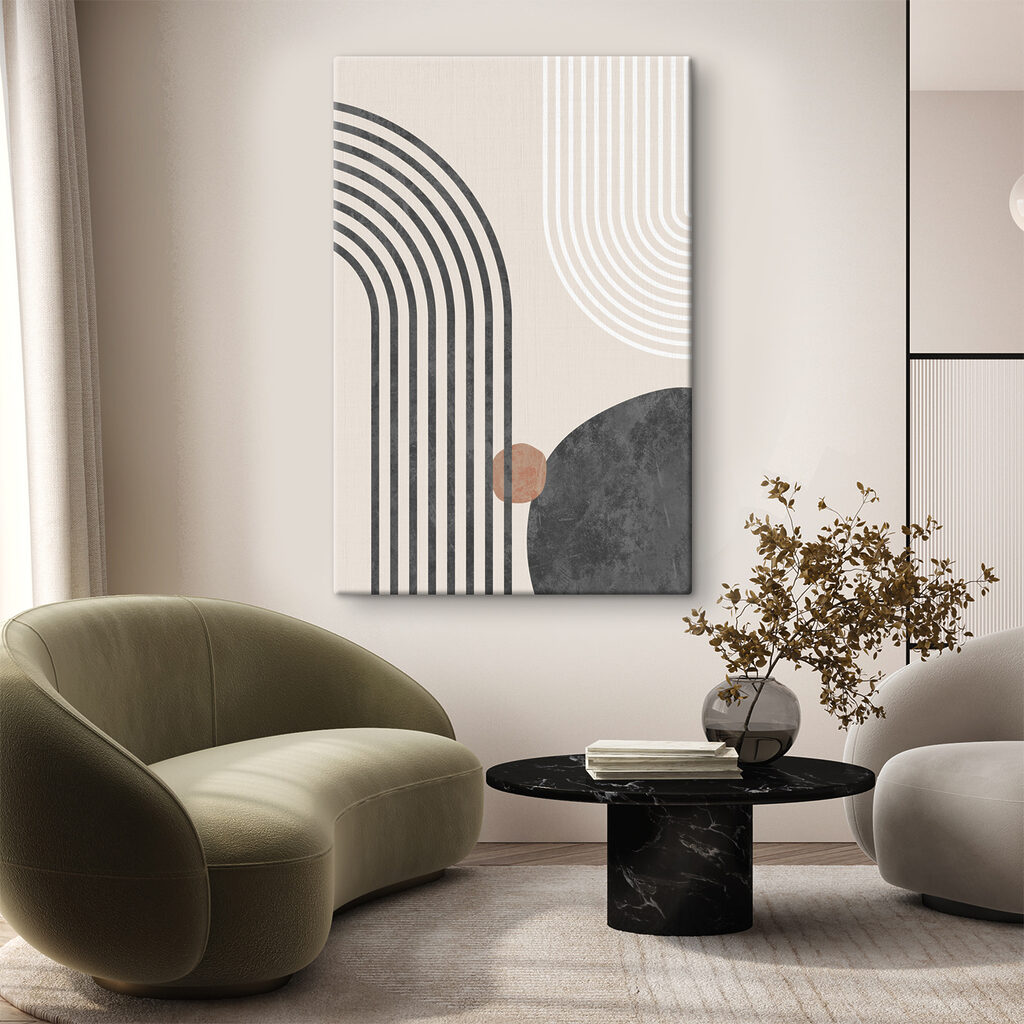 Schwarz-weiße Bögen in einem Interieur