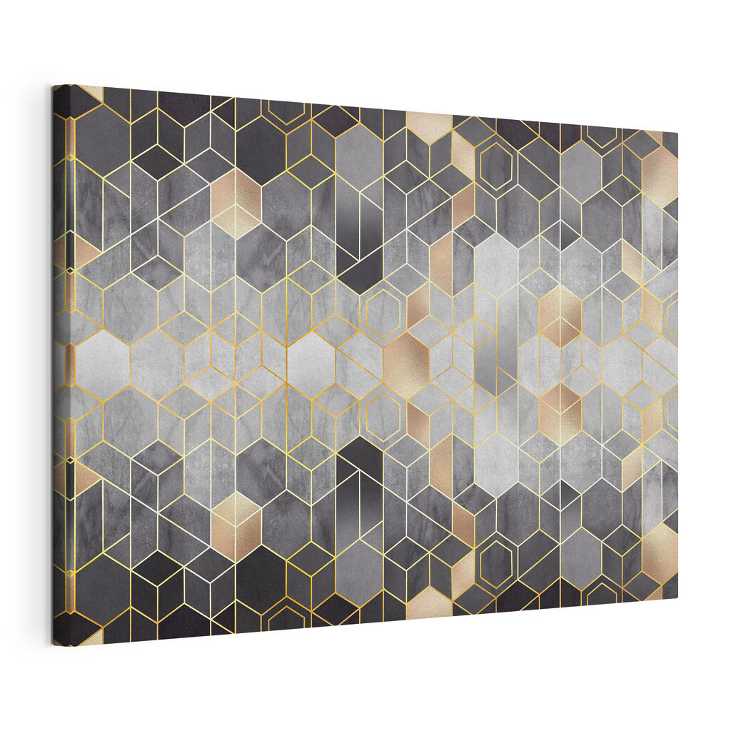 Sechsecke mit Tiefe, gespannte Leinwand mit umlaufender Kante