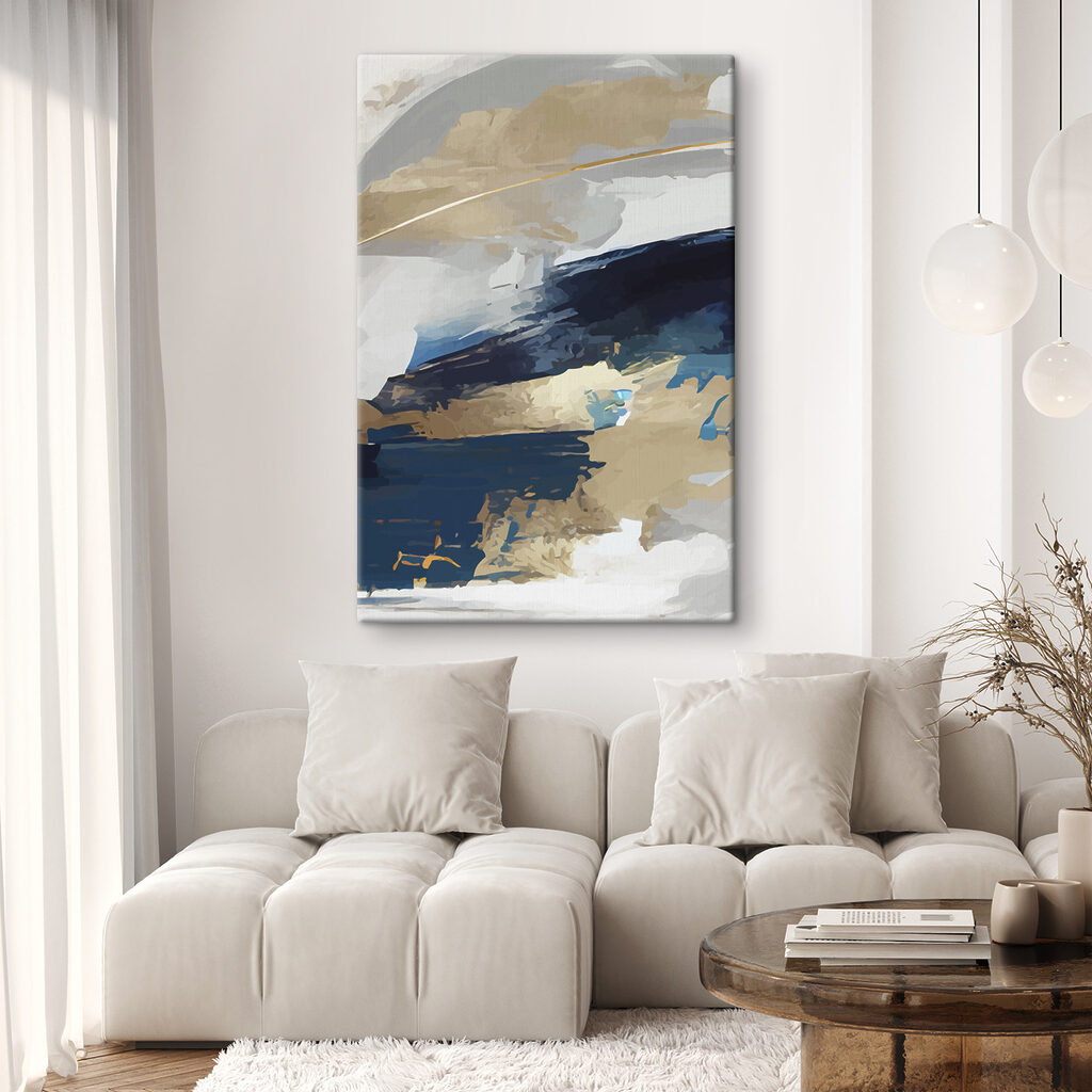 Blau zwischen goldenen Pinselspuren — Interieur 2
