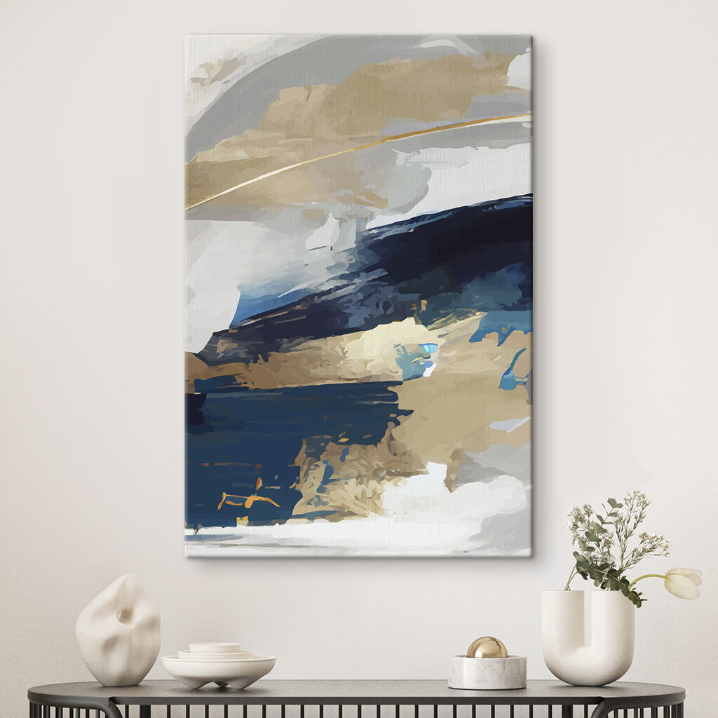 Blau zwischen goldenen Pinselspuren — Interieur 1