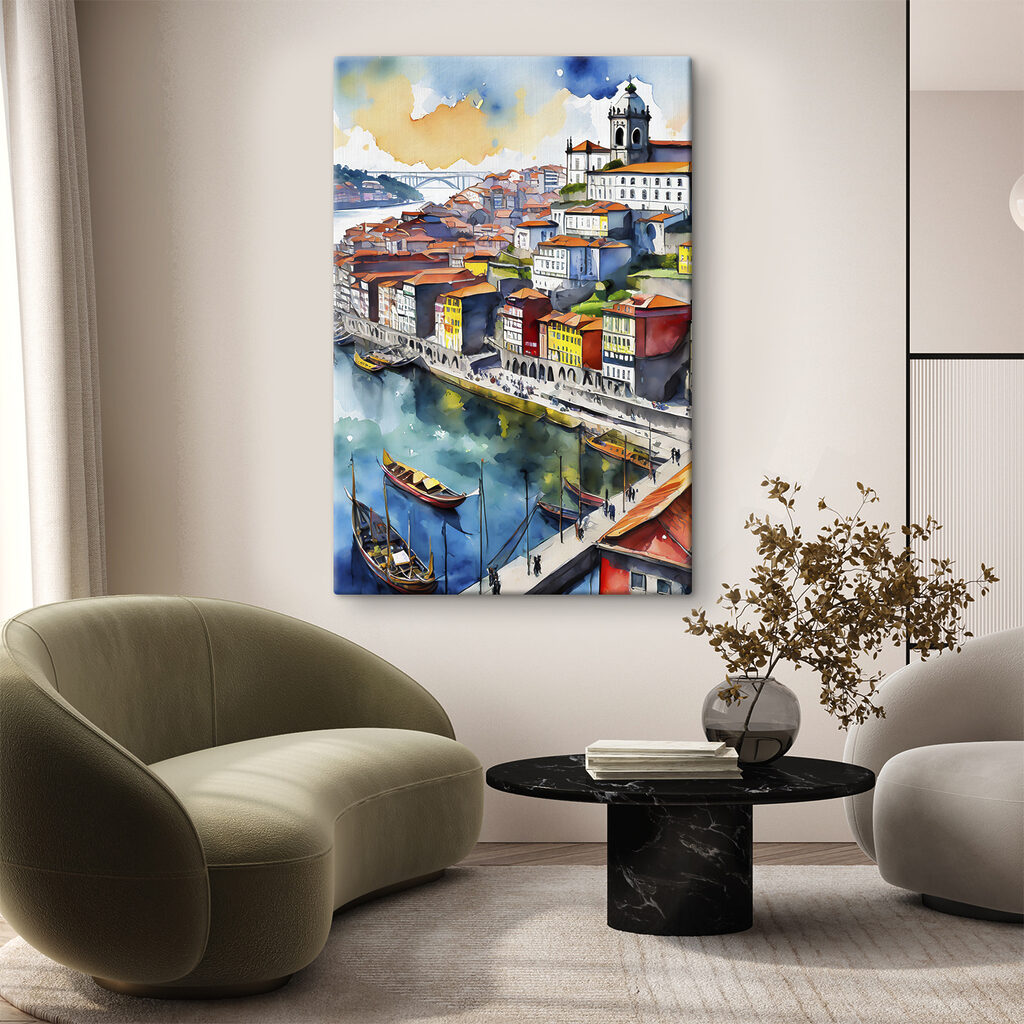 Flussstadt in Aquarell — Interieur 1