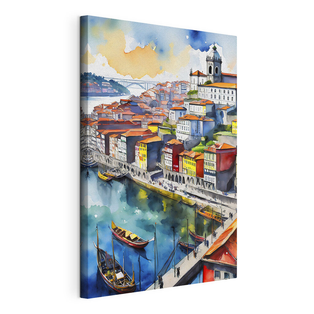 Flussstadt in Aquarell — Produktansicht