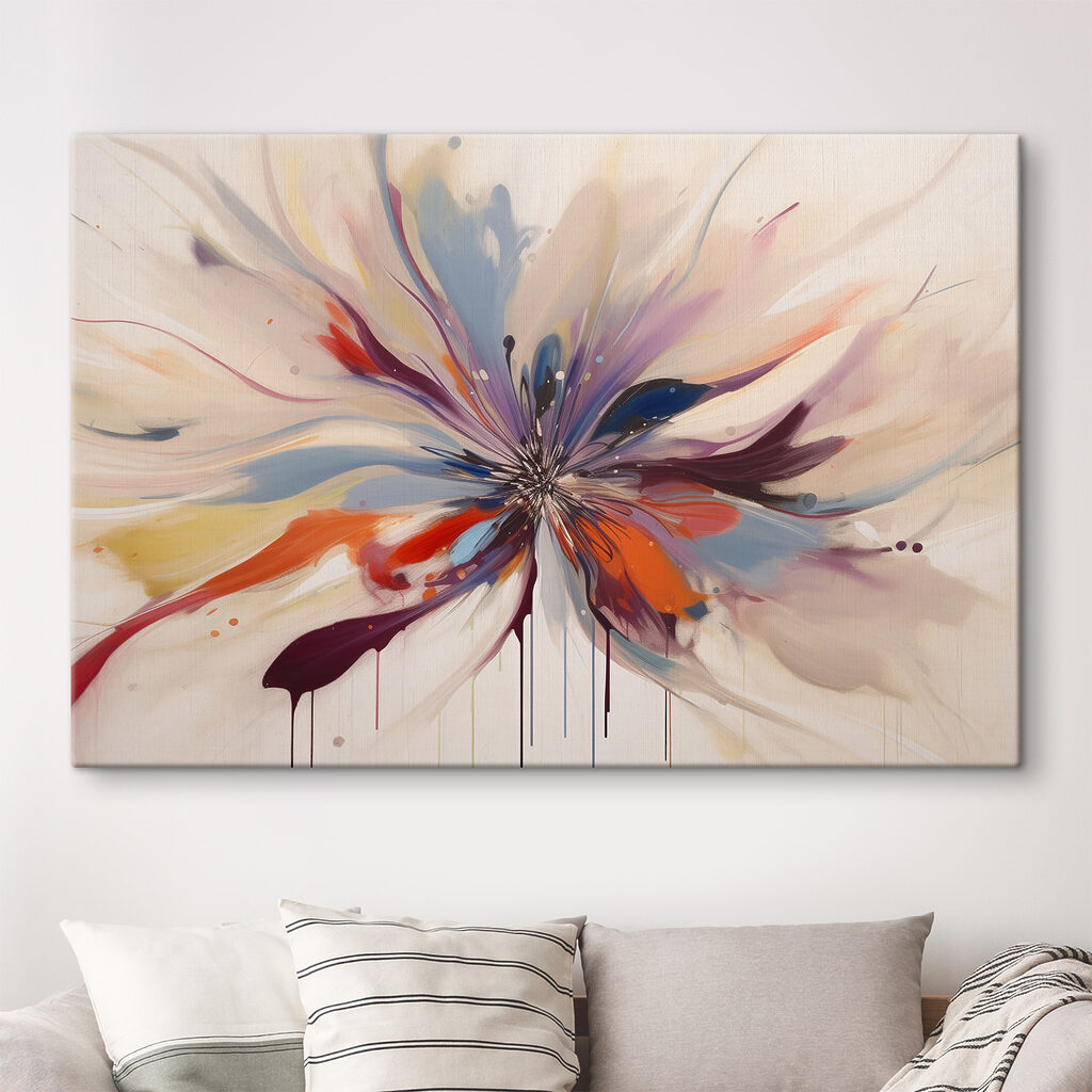 Blüte aus Farbe in einem Interieur